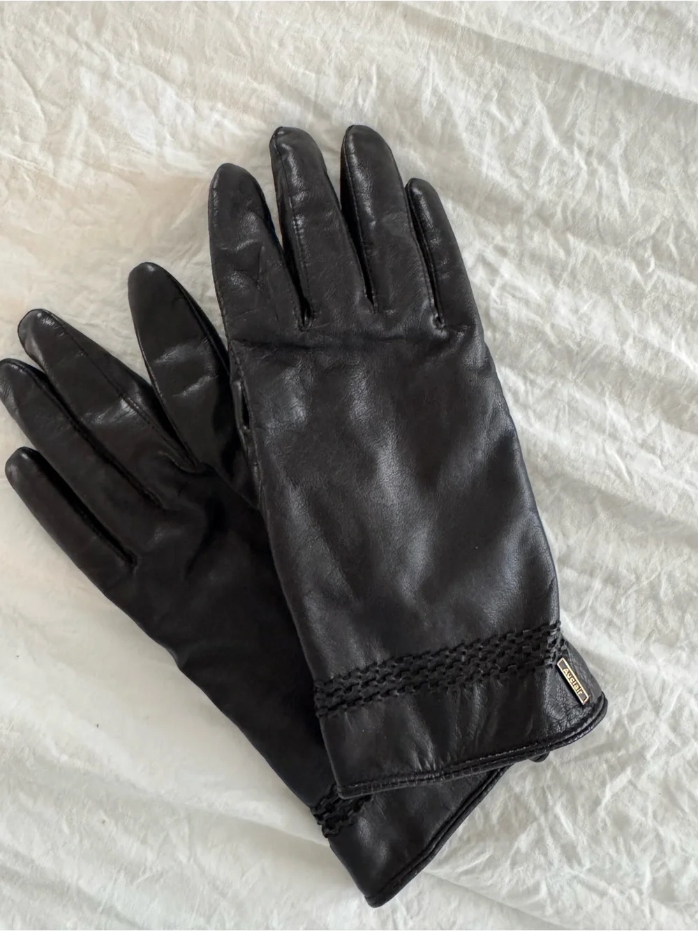 Auclair 1945 Women’s Black Genuine Leather Winter Gloves Size 71/2
